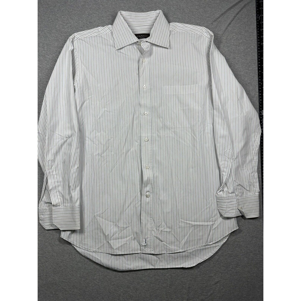 READ- CANALI Made in Italy‎ - Striped Mens 16/41 Dress Shirt Casual